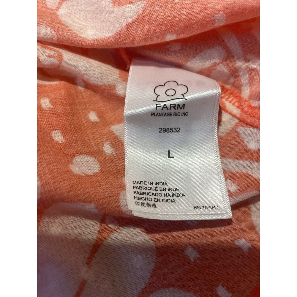 FARM RIO Orange Neon Jungle Blouse Size Large - Picture 10 of 12